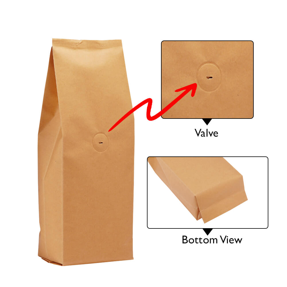 Brown Paper Side Gusset Bags No Zipper With Valve