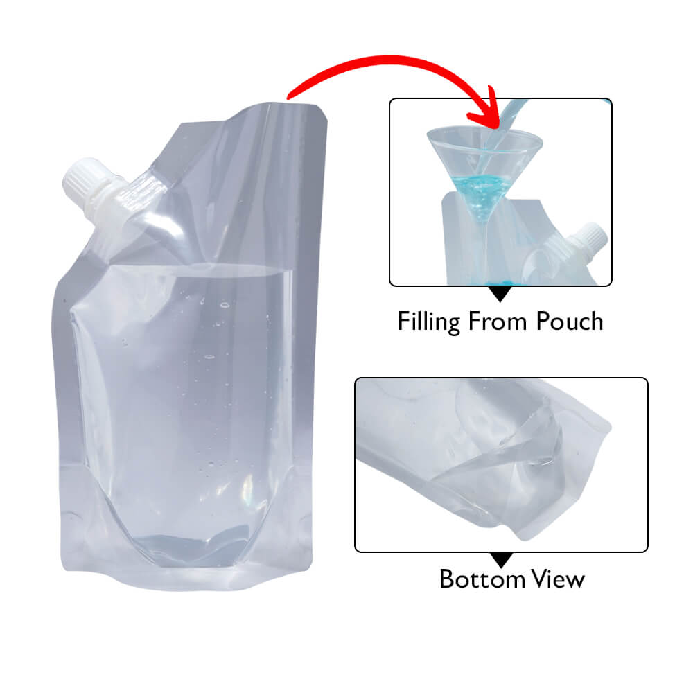 Clear_Clear 10mm Spout Pouches (Corner Spout_Filling From Pouch)