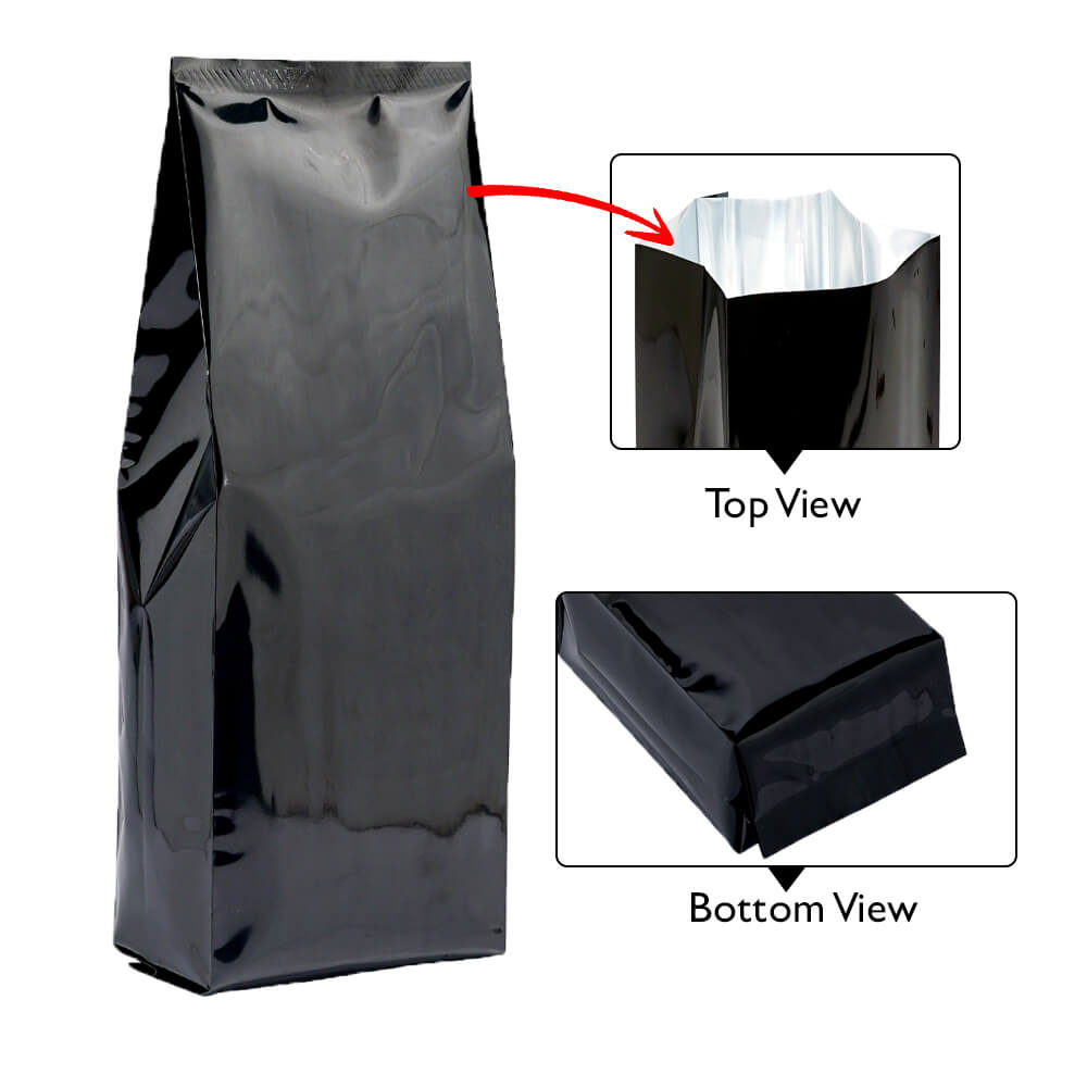 Shiny Black Side Gusset Bags No Zipper