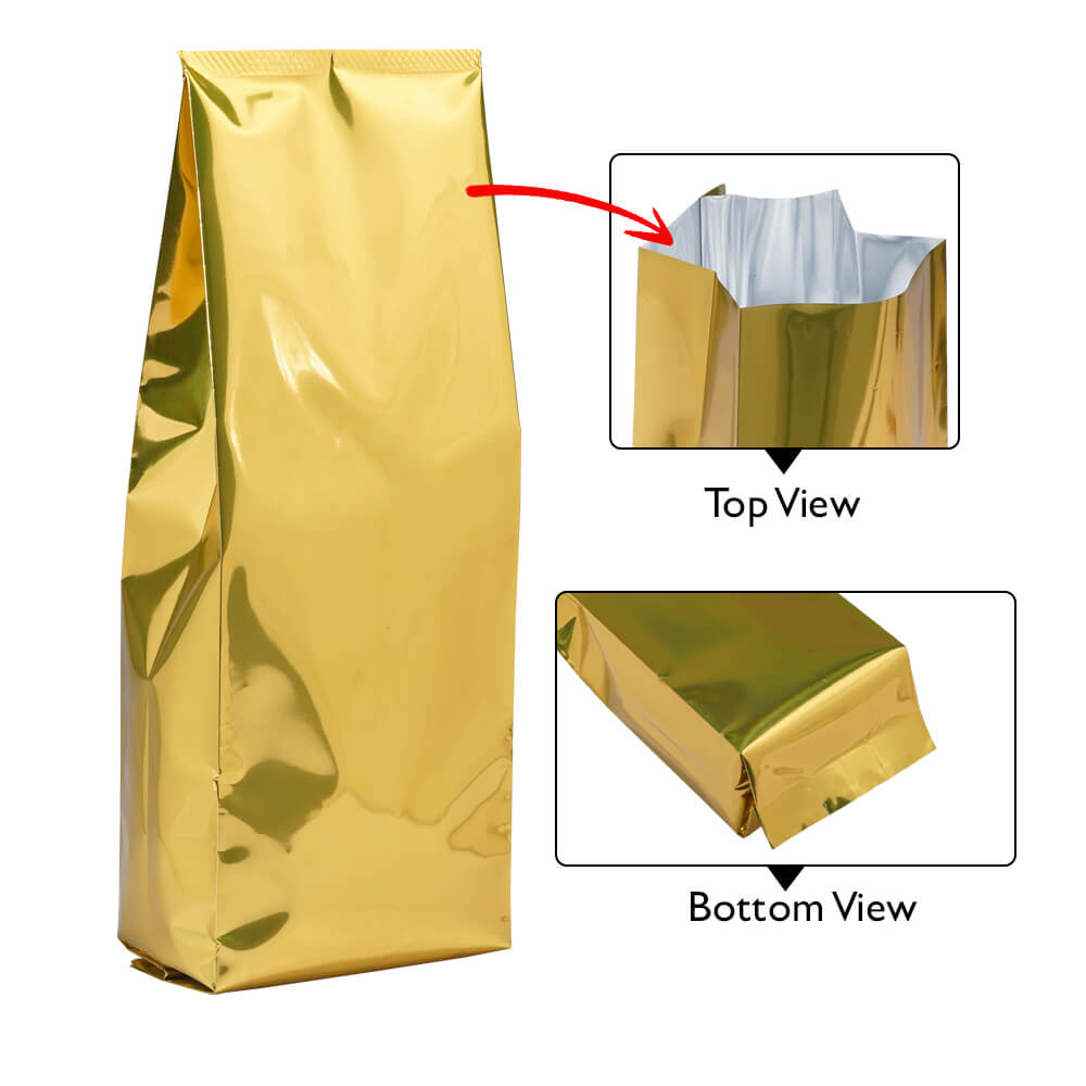Shiny Gold Side Gusset Bags No Zipper
